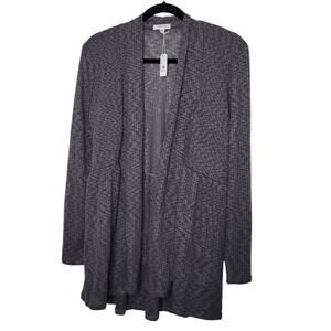 Eyeshadow Heathered Gray Open Front Peplum Tunic Cardigan Women Sz S